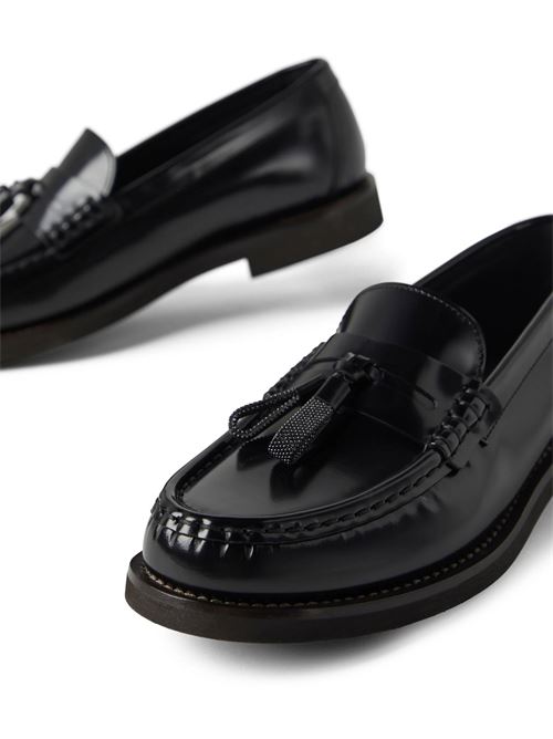 Black calf leather loafers Brunello Cucinelli | MZVNG2739C101